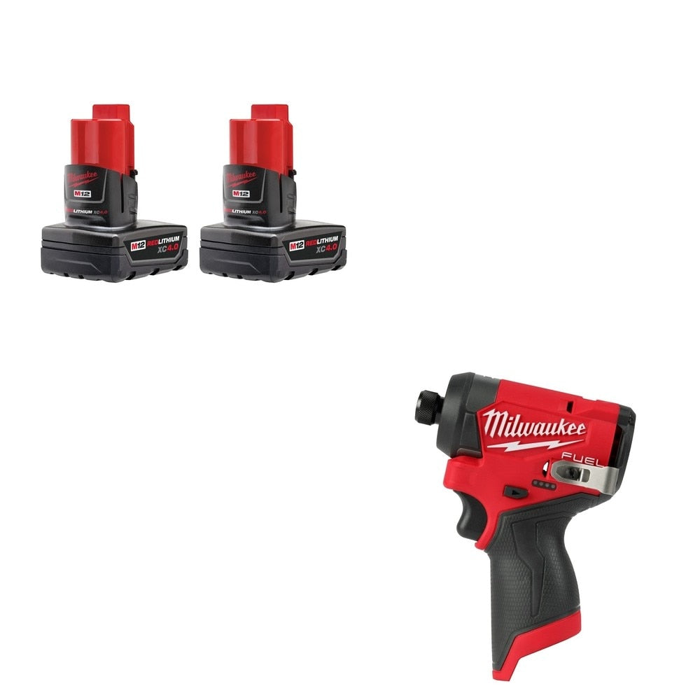 Milwaukee 48-11-2442 M12 Battery W/ FREE 3453-20 1/4" Hex Impact Driver