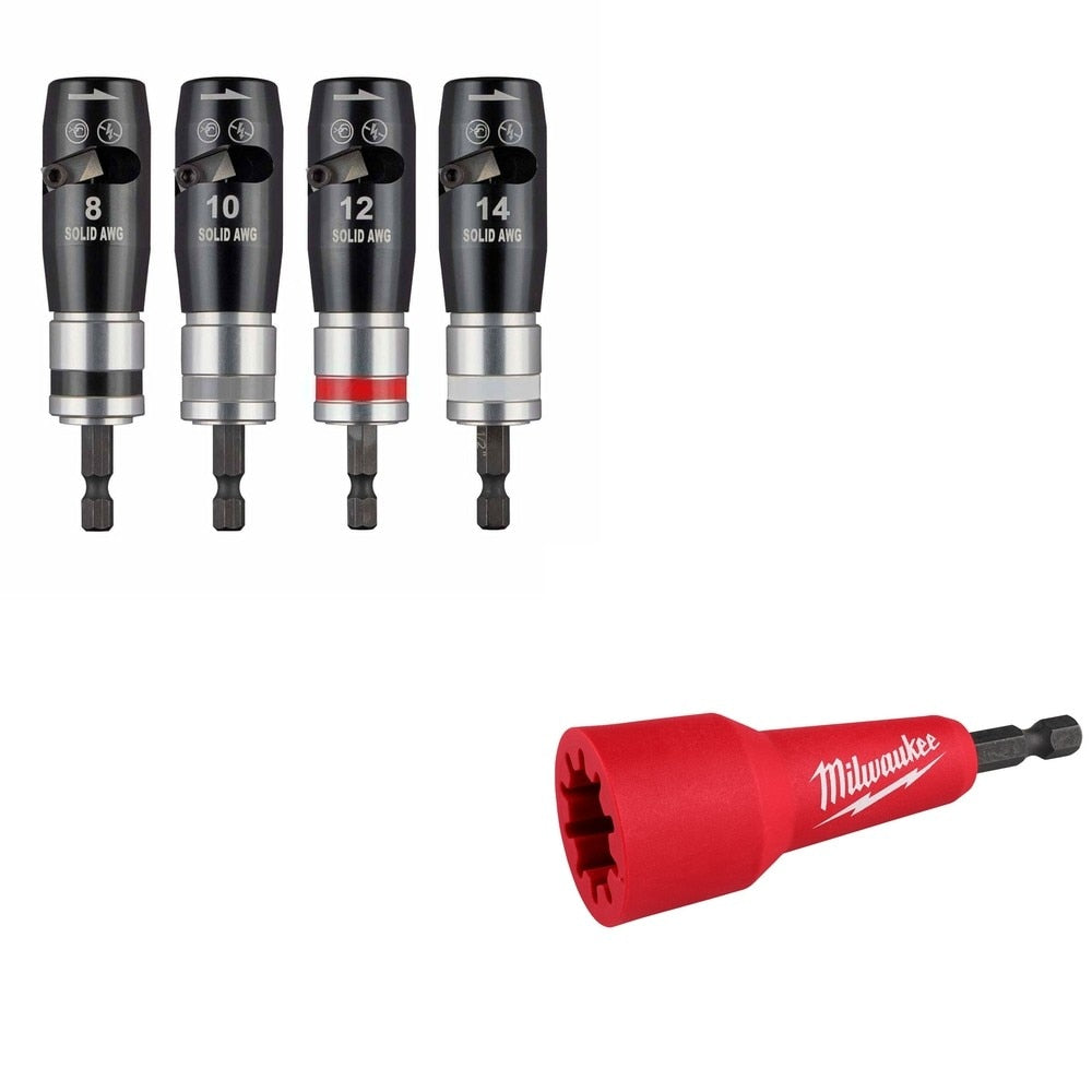 Milwaukee 48-32-6406 4PC Solid Wire Stripper Set with 48-32-6400 Quick-Twist Wire Connector Socket