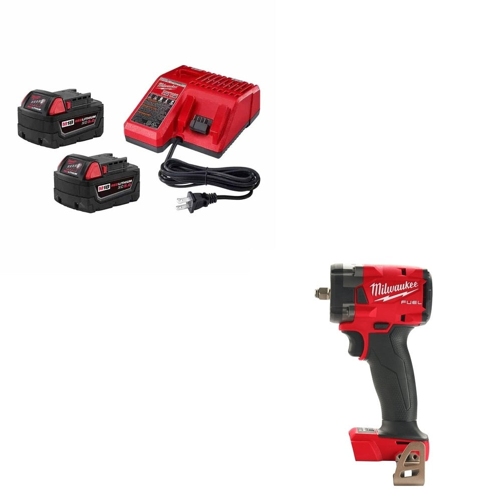 Milwaukee 48-59-1852B M18 5Ah 2pk Starter W/ FREE 2854-20 Impact Wrench