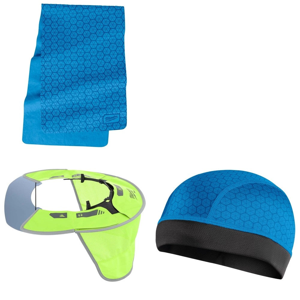 Milwaukee Sun Visor Kit W/ Cooling Towel and Cooling Skull Cap