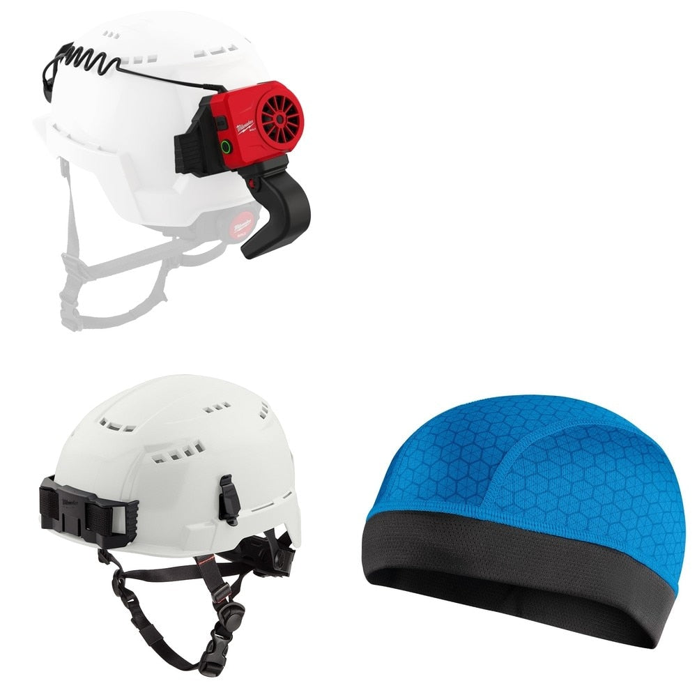 Milwaukee Safety Helmet Kit W/ USB Cooling Fan and Cooling Skull Cap