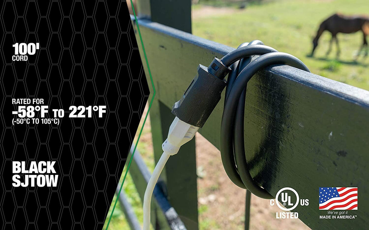 AgriPro 64818101 10/3 SJTOW 100-Foot Extra Heavy Duty 15 Amp Farm/Workshop Extension Cord, 100- - 4