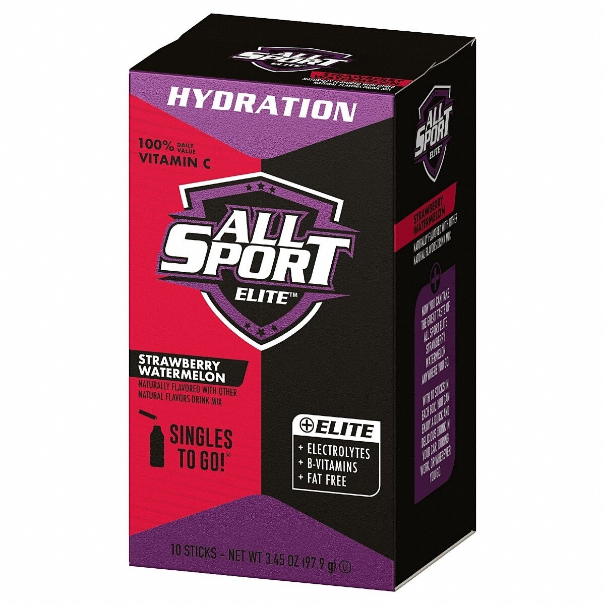 All Sport 30812 0.35 Ounce Elite Strawberry Watermelon Electrolyte Drink Mix Powder Sticks (12 Boxes)