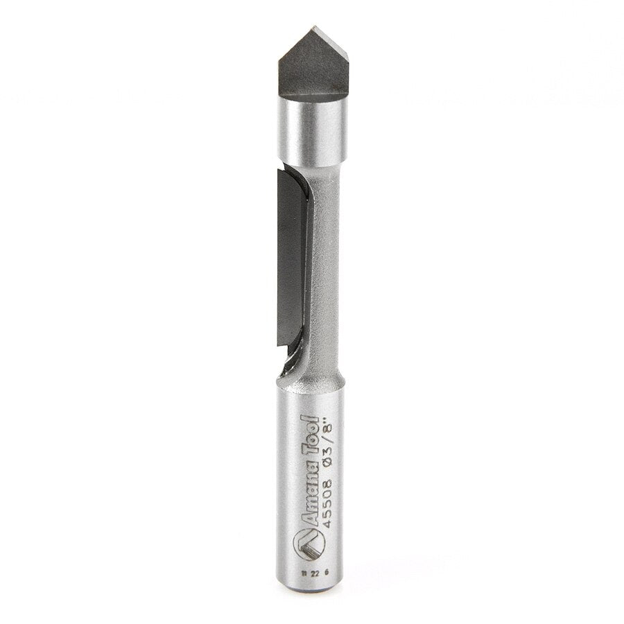 Amana 45508 Carbide Tipped Panel Pilot Concave Grind 3/8 Dia x 1 Inch x 3/8 Shank Single Flute