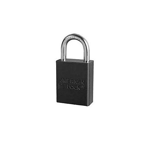 American Lock 1105 73872 1" Shackle Height Black Lock-Out Aluminum Padlock with Key