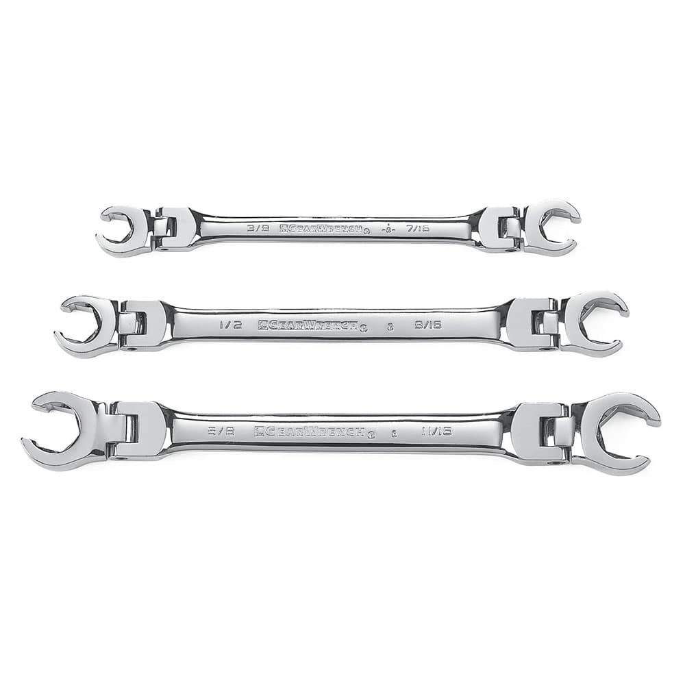 GearWrench 81914 3 Pc. Flex Head Flare Nut SAE Wrench Set