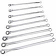 GearWrench 85998 9 Pc. 72-Tooth 12 Point XL GearBox Double Box Ratcheting SAE Wrench Set