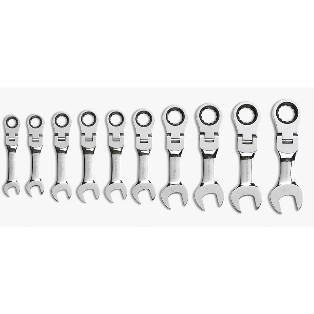GearWrench 9550 10 Pc. 72-Tooth 12 Point Stubby Flex Head Ratcheting Combination Metric Wrench Set