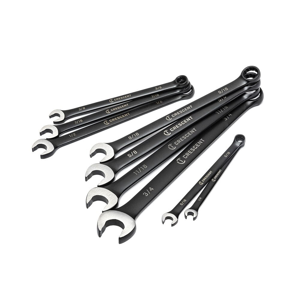 Crescent CCWS9BS 9pc X10 12 Point Long Pattern Combination SAE Wrench Set
