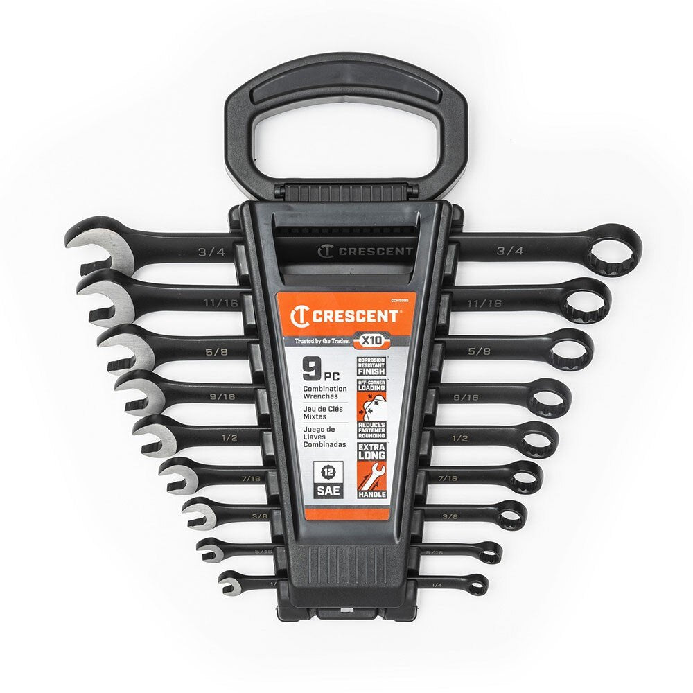 Crescent CCWS9BS 9pc X10 12 Point Long Pattern Combination SAE Wrench Set - 3