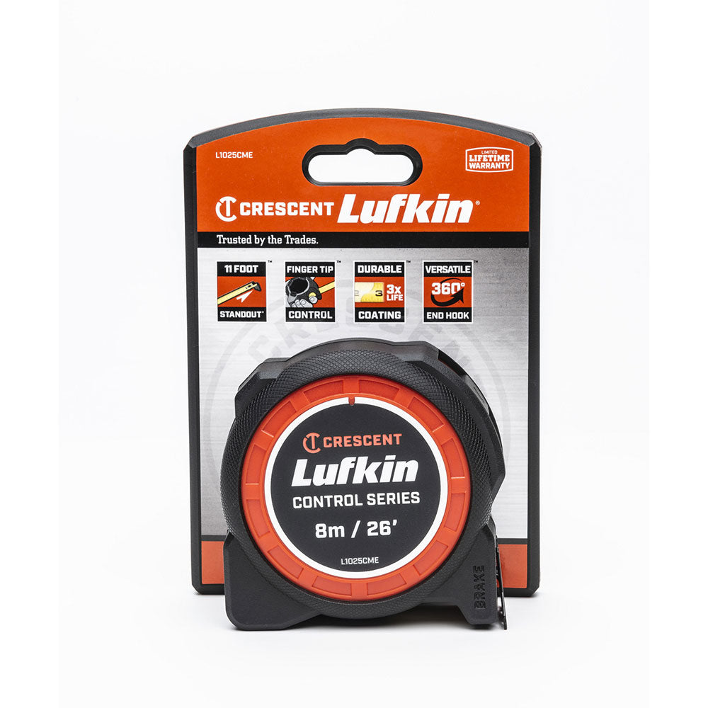 Crescent Lufkin L1025CME 1-3/16" x 7m/25' Command Control Series Yellow Clad Tape Measure - 5