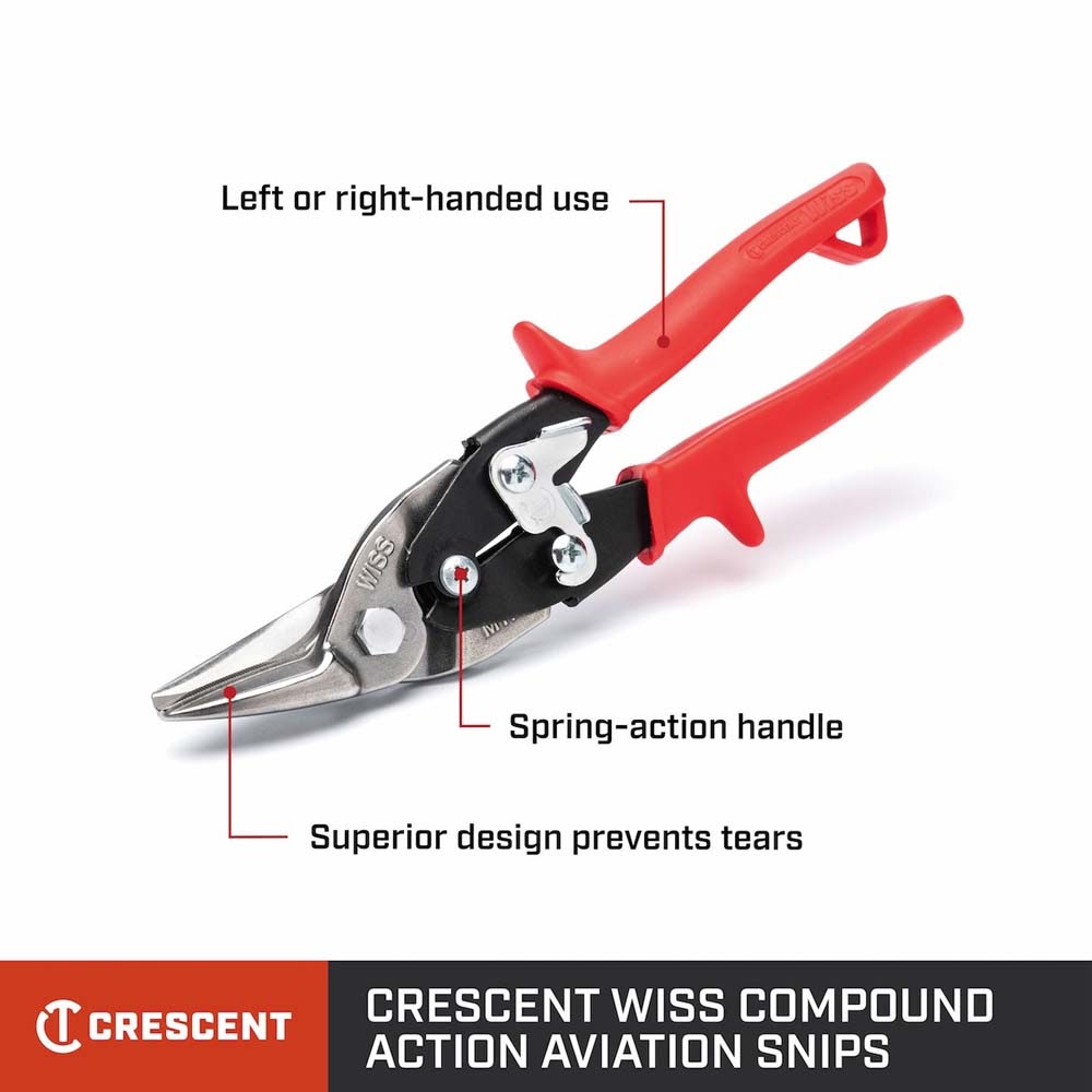 Crescent Wiss M1R 9-3/4" Straight to Left Cut Compound Action Aviation Snips - 6