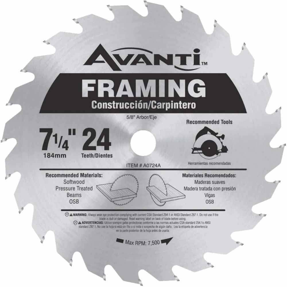 Avanti A0724A 7-1/4" x 24-Teeth Framing Saw Blade