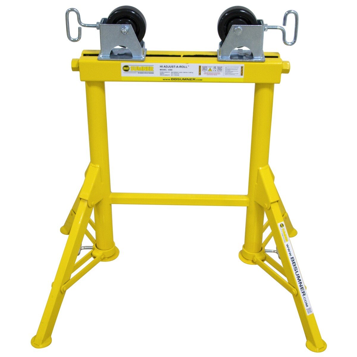 BB Sumner 4300PWH Hi Adjust-A-Roll Pipe Stand with Non-Marking Phenolic Wheel Head