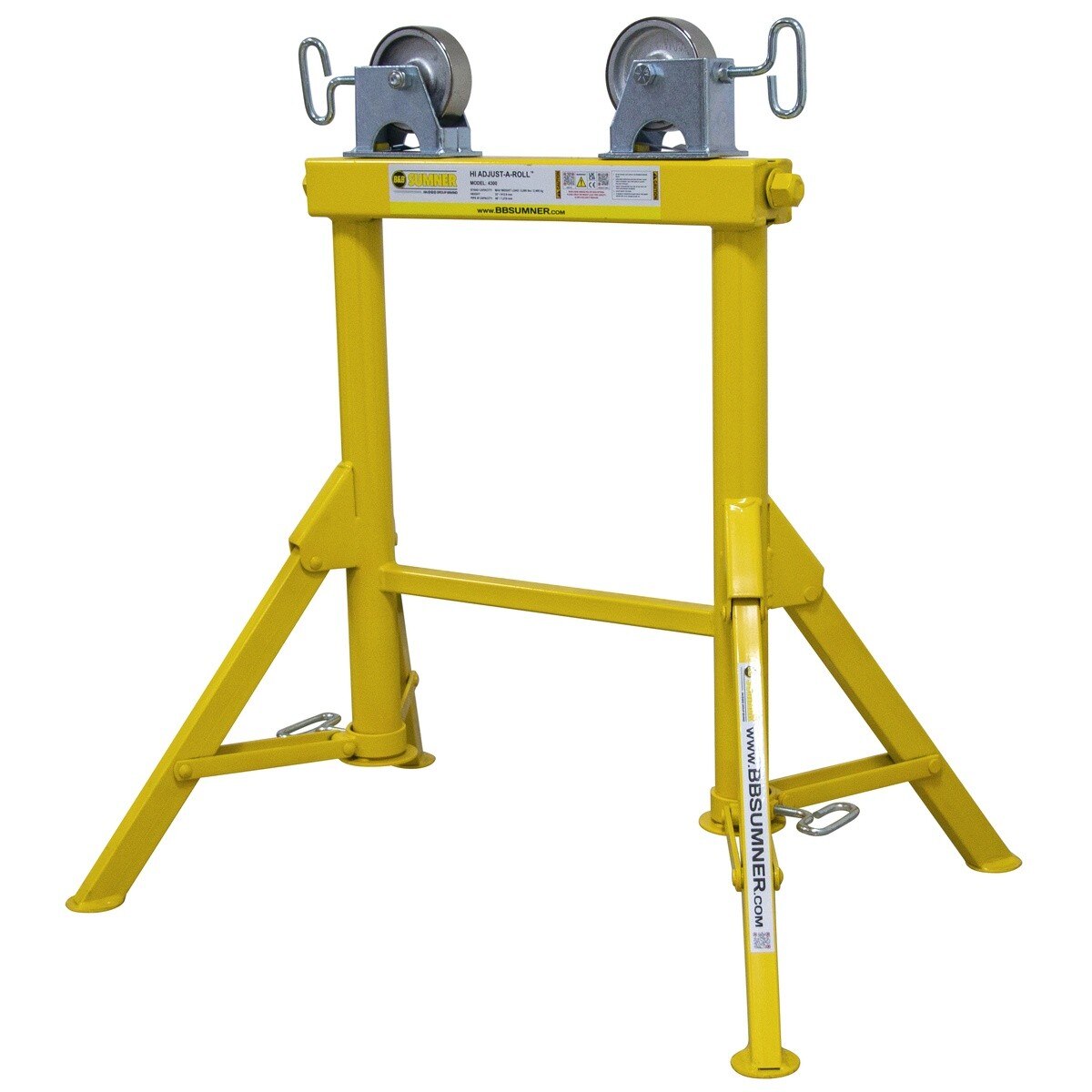 BB Sumner 4300SSWH Hi Adjust-A-Roll Pipe Stand with Stainless Steel Wheel Head - 2