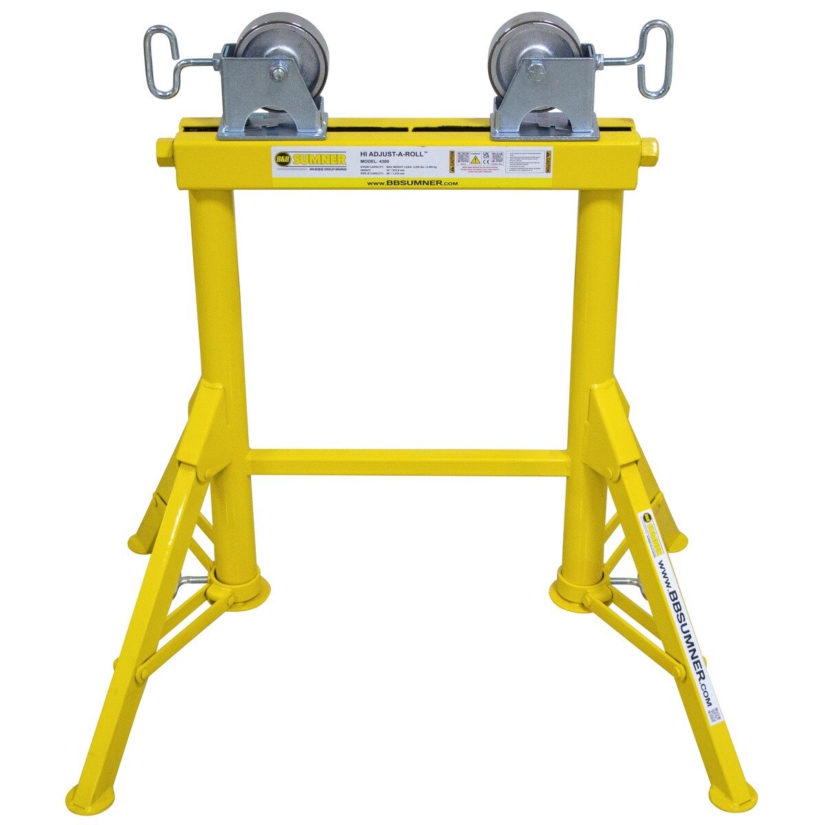 BB Sumner 4300SSWH Hi Adjust-A-Roll Pipe Stand with Stainless Steel Wheel Head - 3