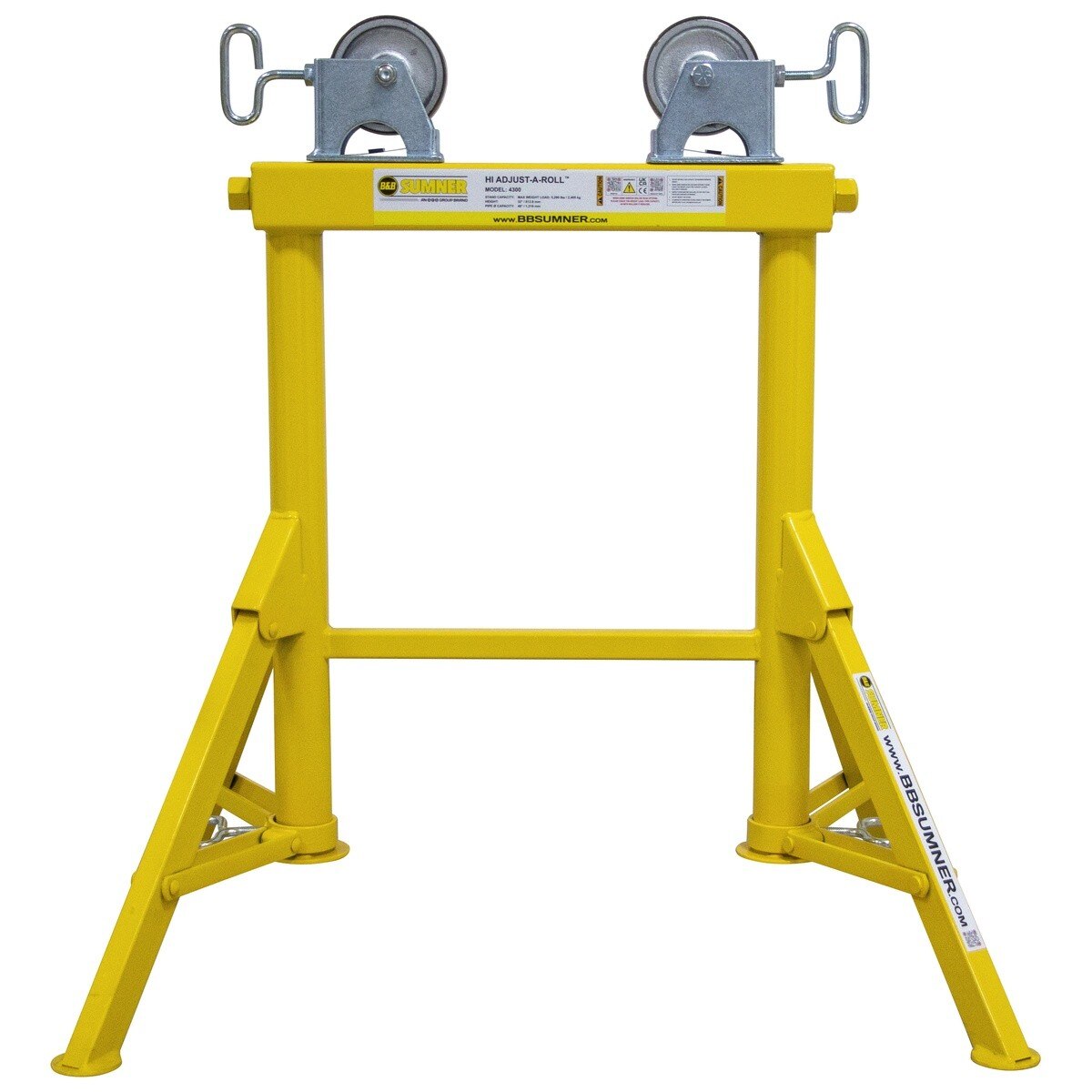 BB Sumner 4300SSWH Hi Adjust-A-Roll Pipe Stand with Stainless Steel Wheel Head - 4