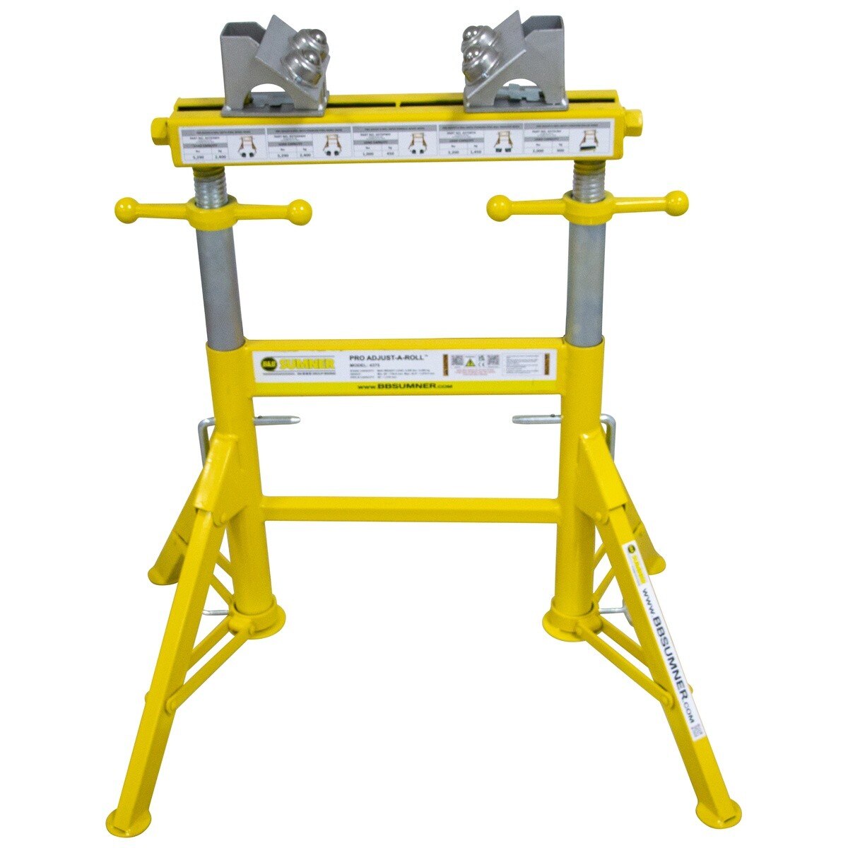 BB Sumner 4375BTH Pro Adjust-A-Roll Pipe Stand with Stainless Steel Ball Transfer Wheel Head - 2
