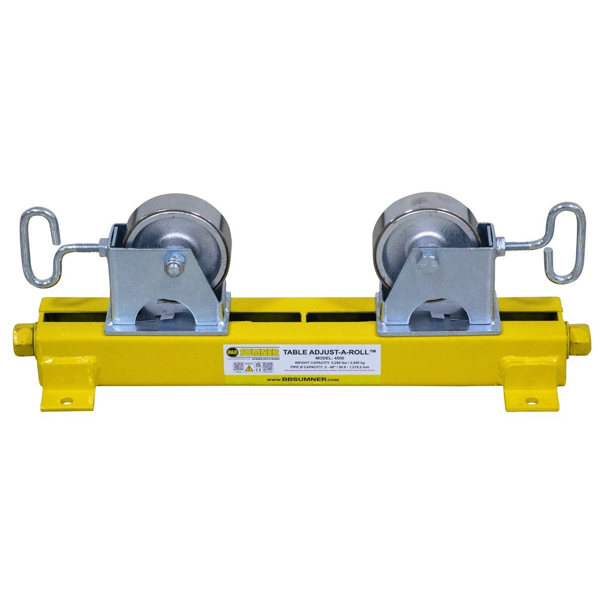 BB Sumner 4500SSWH Table Adjust-A-Roll with Stainless Steel Wheel Head Rapid Self-Centering Pipe Roller Stand - 2