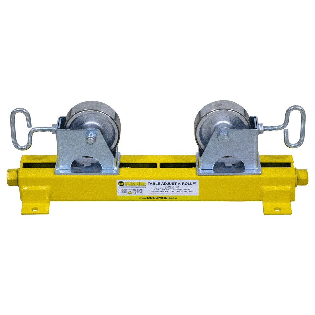 BB Sumner 4500SSWH Table Adjust-A-Roll with Stainless Steel Wheel Head Rapid Self-Centering Pipe Roller Stand - 2