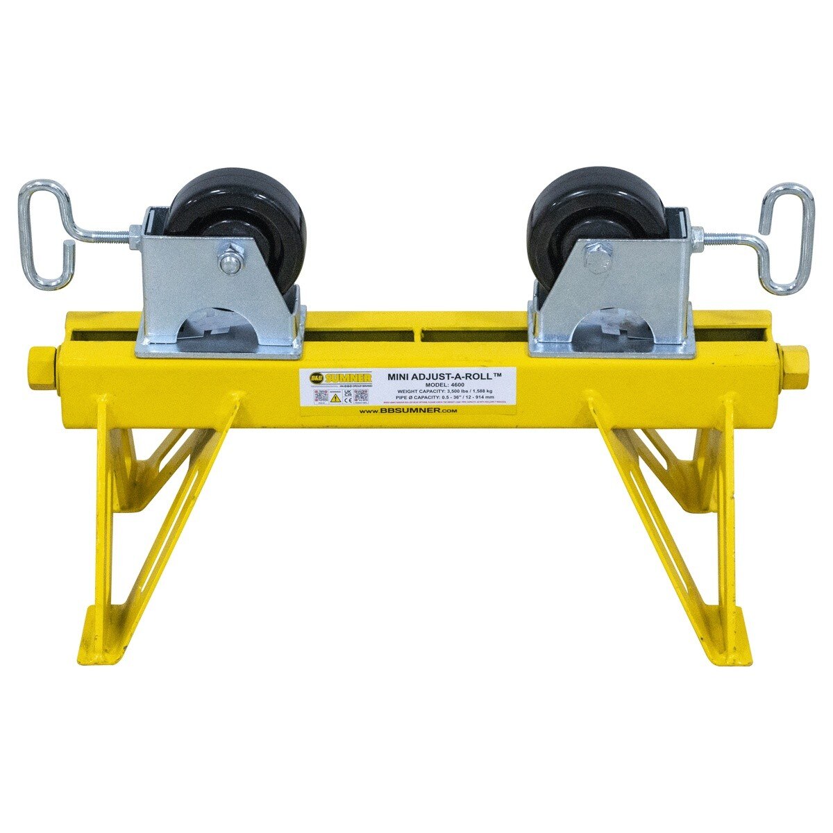 BB Sumner 4600PWH Mini Adjust-A-Roll Pipe Roller Stand with Phenolic Wheel Head - 2