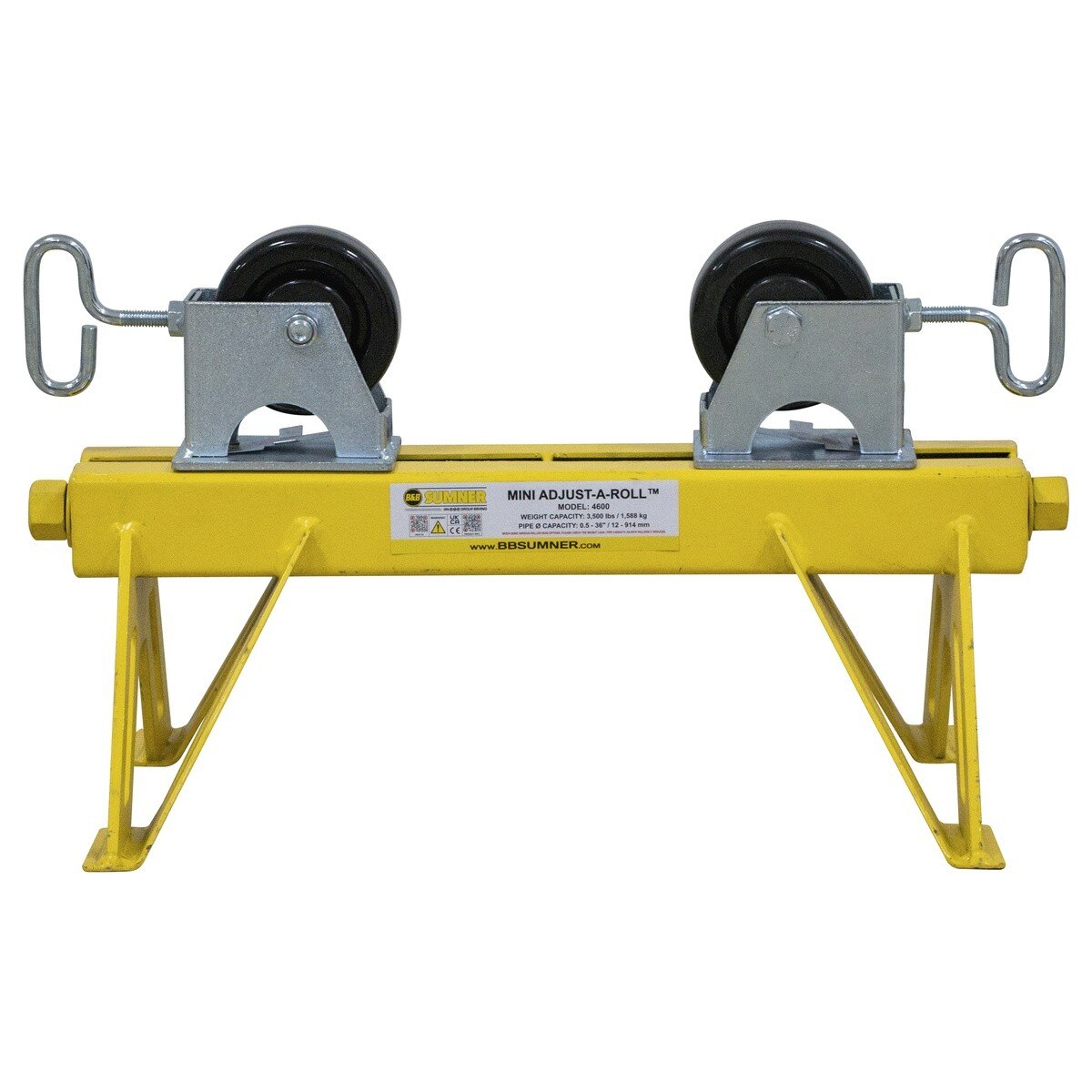 BB Sumner 4600PWH Mini Adjust-A-Roll Pipe Roller Stand with Phenolic Wheel Head - 3