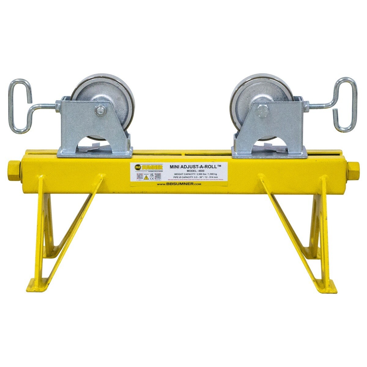 BB Sumner 4600SSWH Mini Adjust-A-Roll Pipe Roller Stand with Stainless Steel Wheel Head - 3