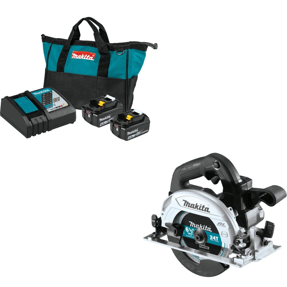 Makita BL1840BDC2 18V LXT Starter Pack w/FREE XSH04ZB 6-1/2" Circular Saw