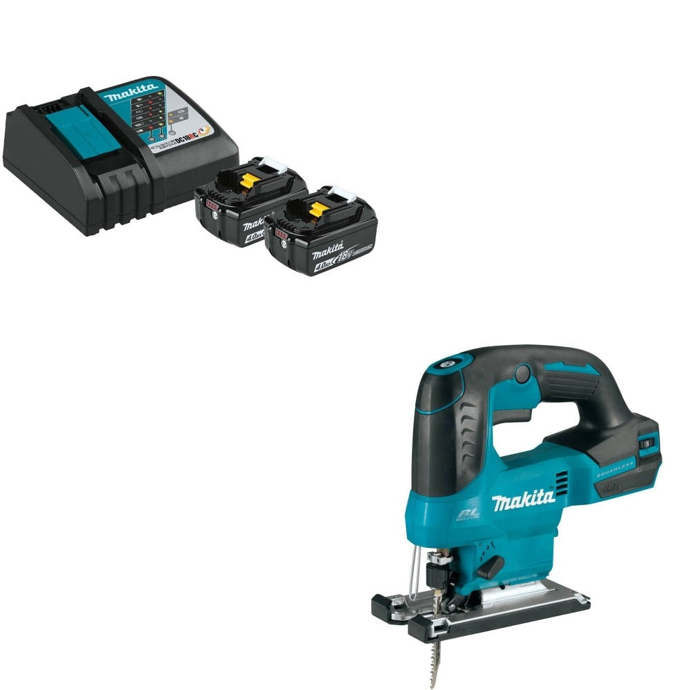Makita BL1840BDC2X Battery & Charger Kit W/ FREE XVJ04Z Brushless Jig Saw