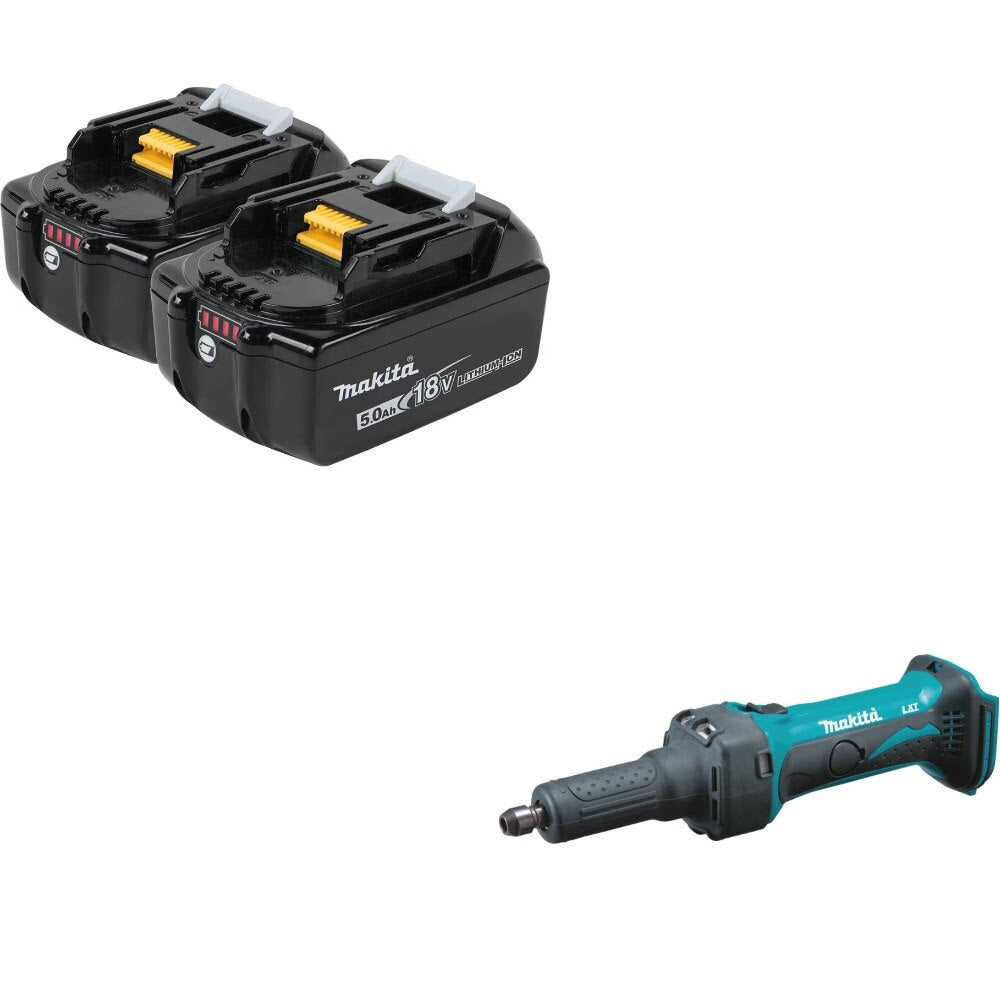 Makita BL1850B-2 18V 5.0Ah Battery, 2 Pack Kit W/ FREE XDG01Z 1/4" Die Grinder