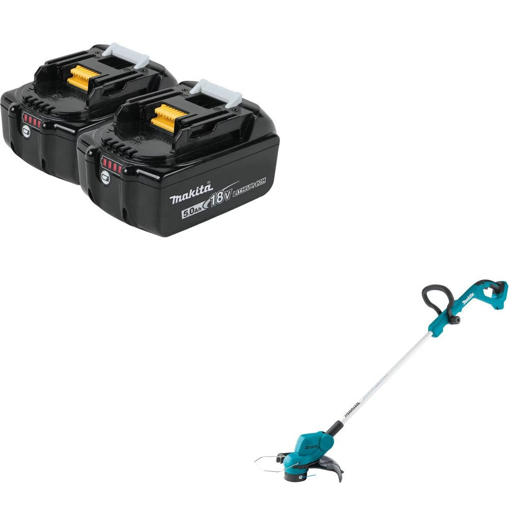 Makita BL1850B-2 18V 5.0Ah Battery, 2 Pack Kit W/ FREE XRU24Z String Trimmer