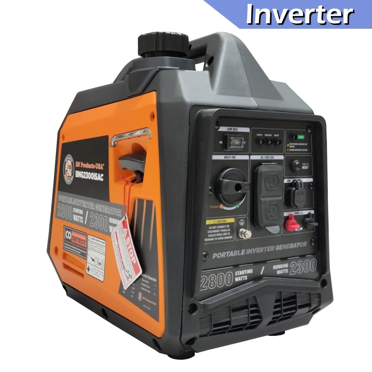 Benner-Nawman BNG2300iSAC 2300W Rated 2800W Max Portable Inverter Generator with CO Shutoff