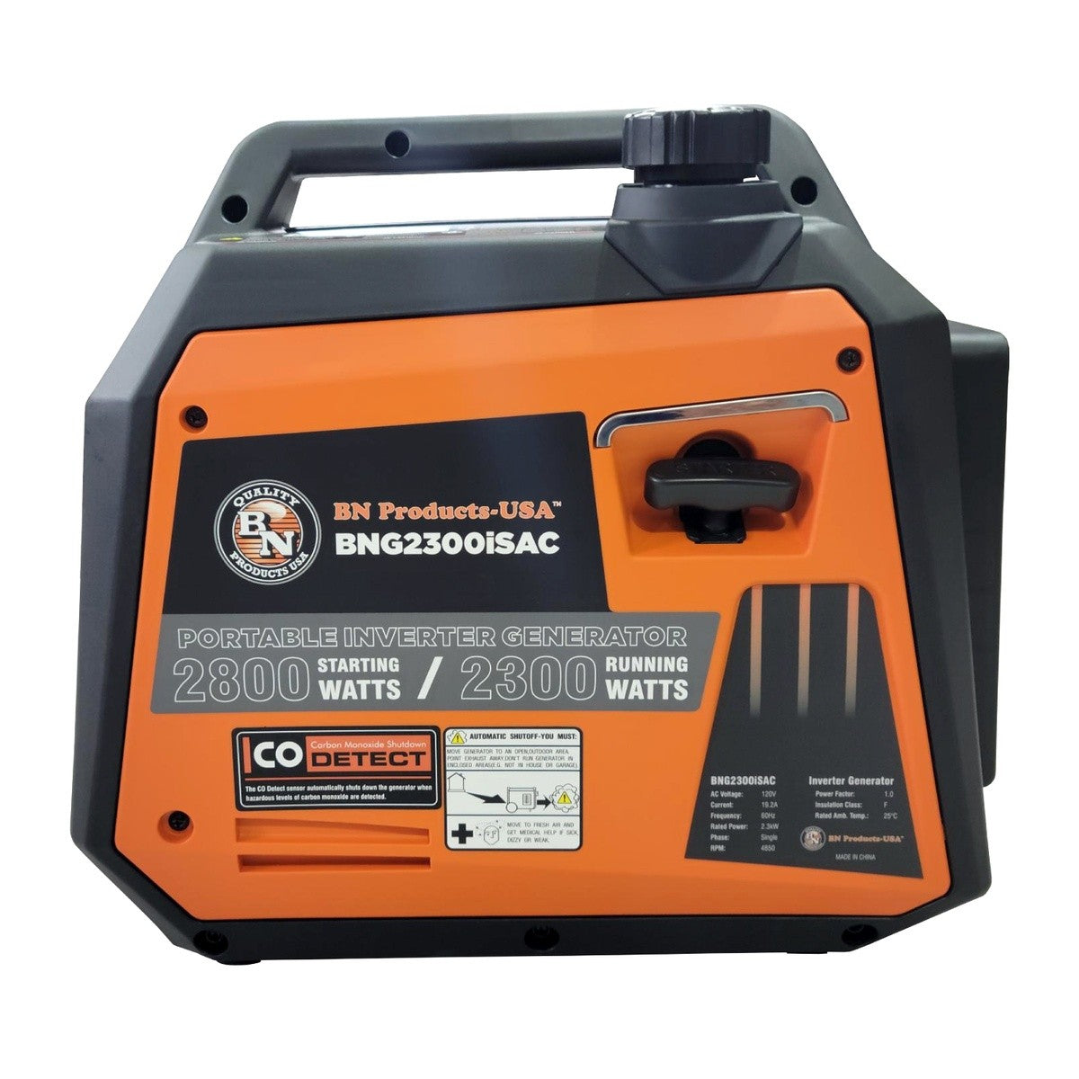 Benner-Nawman BNG2300iSAC 2300W Rated 2800W Max Portable Inverter Generator with CO Shutoff - 2