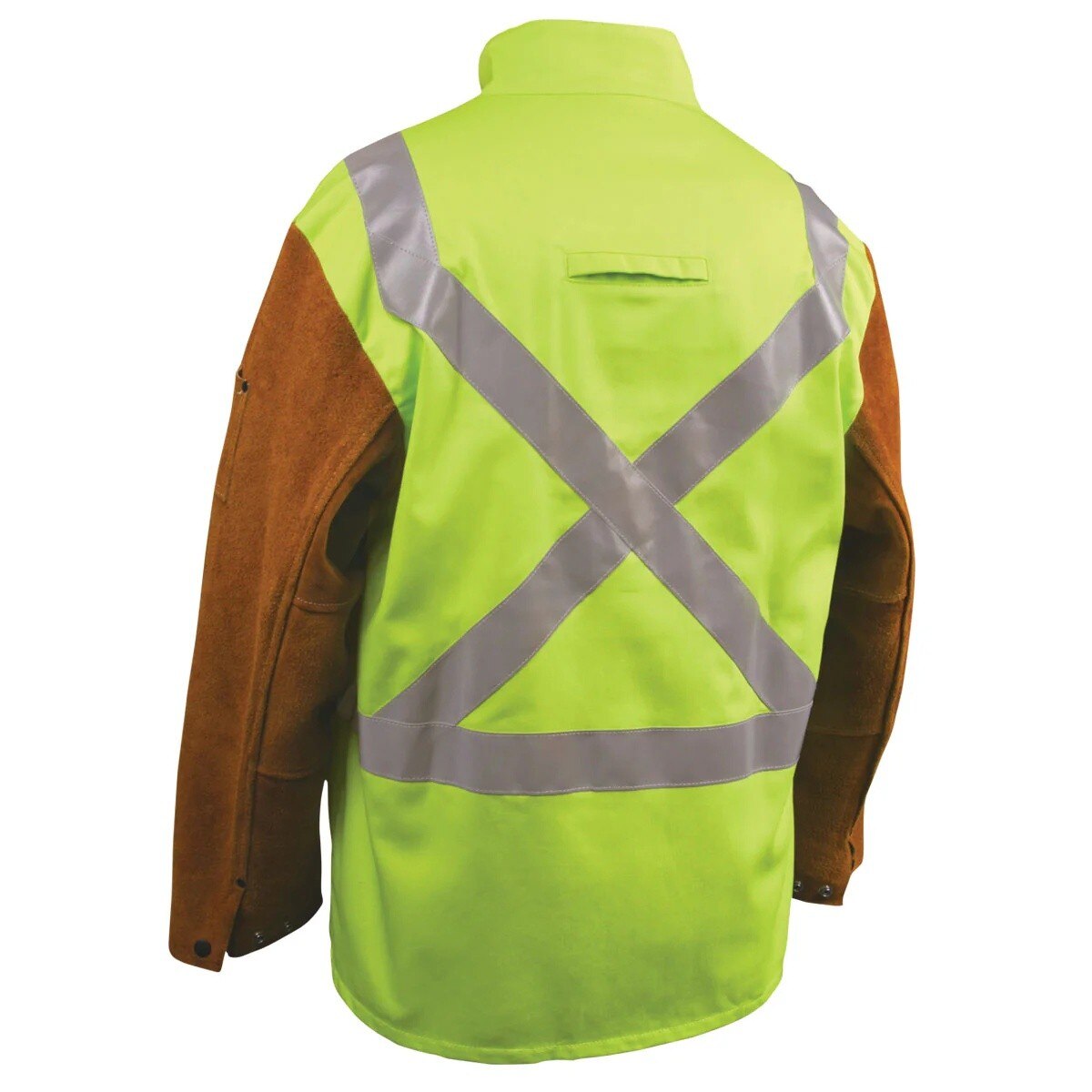 Black Stallion JH1012-LM-L Hi-Vis Hybrid Welding Jacket with FR Cotton Body and Split Cowhide Sleeves 30 in Length Large (1 Each) - 2