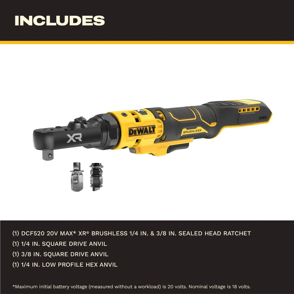 DeWalt DCF520B 20V MAX XR Brushless Cordless 1/4" and 3/8" Sealed Head Ratchet Tool Only - 3