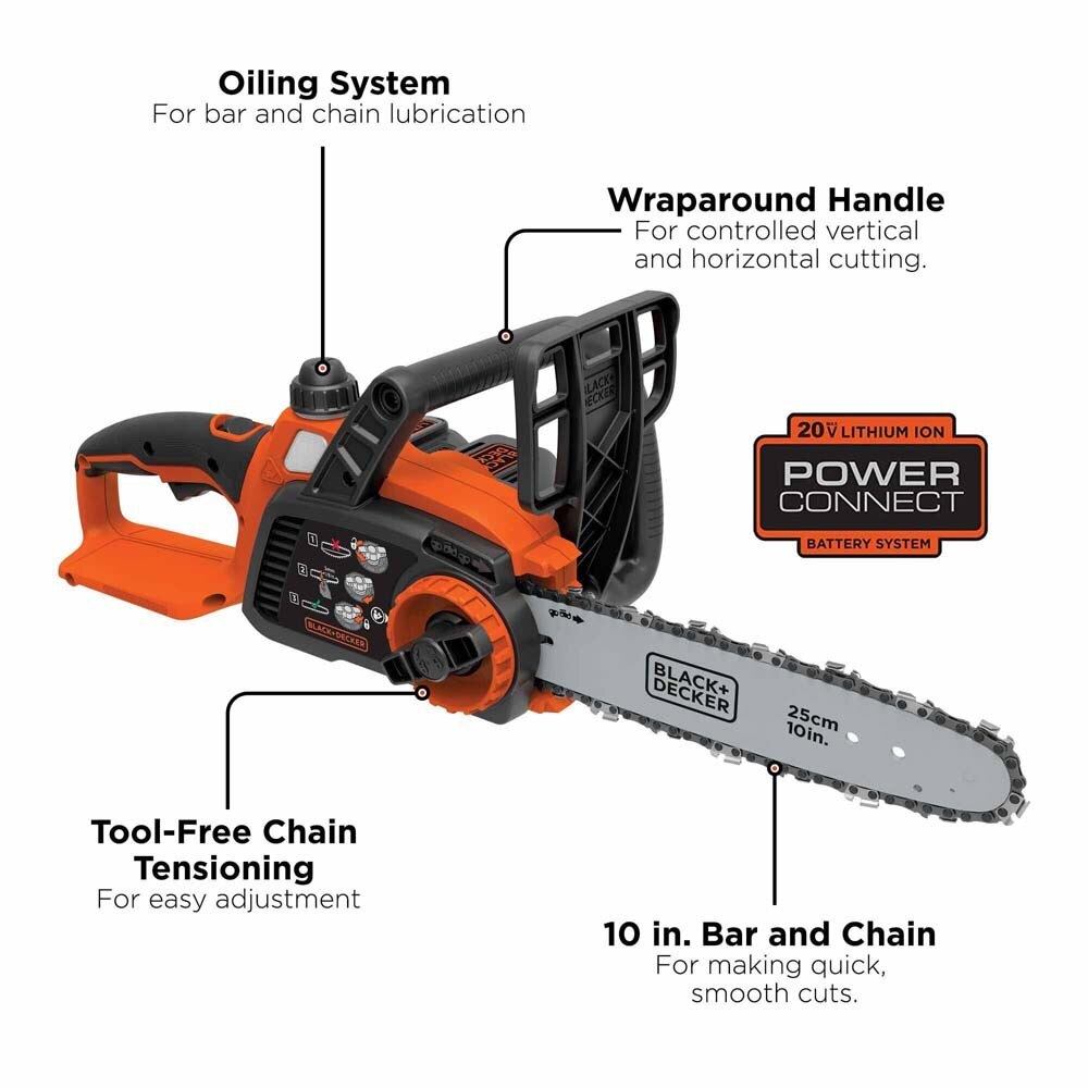 Black & Decker LCS1020B 20V MAX Cordless Chainsaw, 10-Inch (Tool Only) - 2