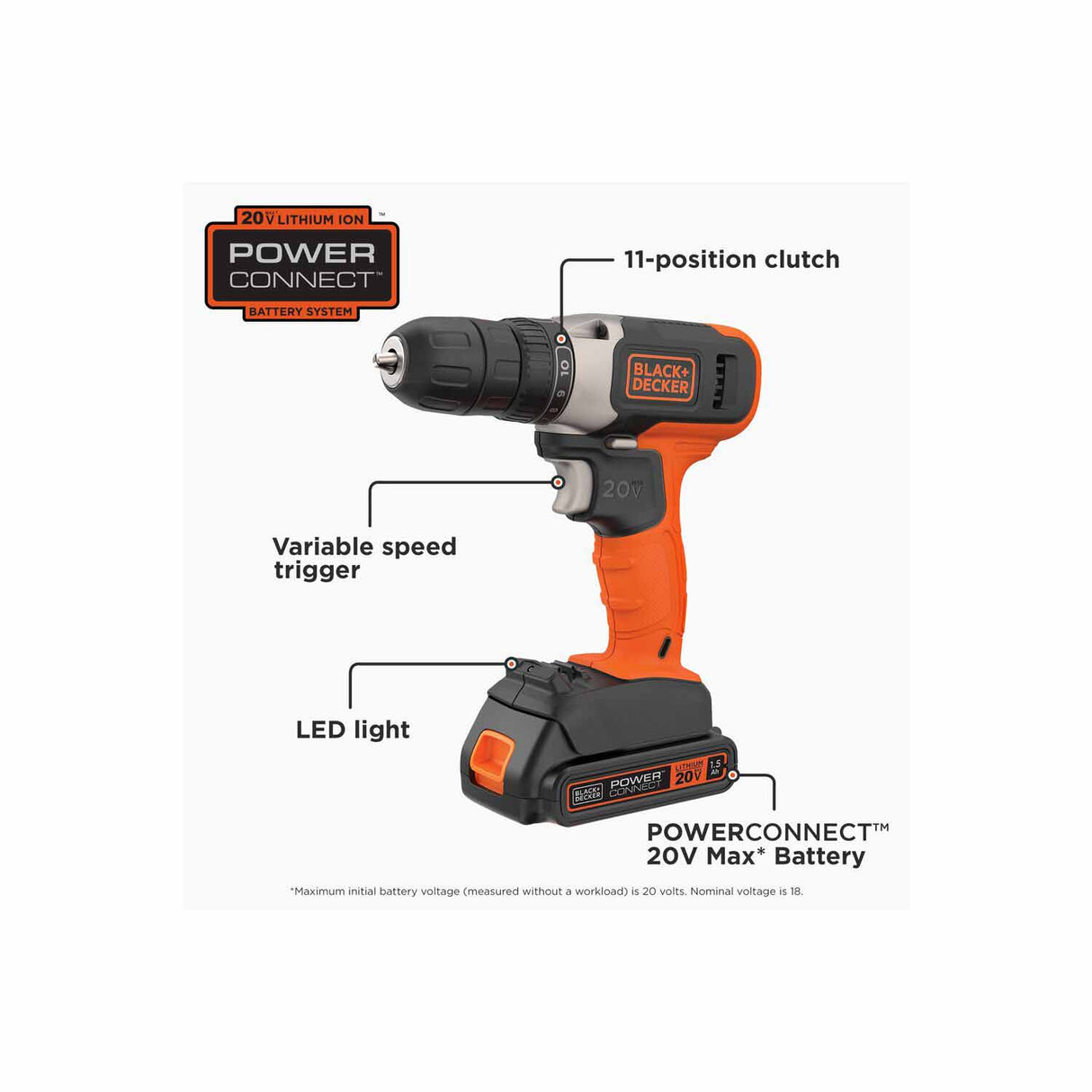 Black & Decker BCD702C1 20V MAX Cordless Drill (BCD702C1) - 3