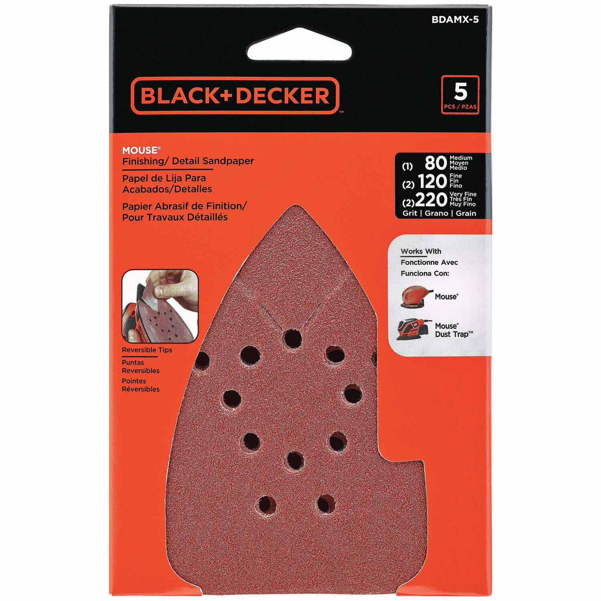 Black & Decker BDAMX-5 Multi-Grade Pack Commercial Finishing/Detail Sandpaper - 2