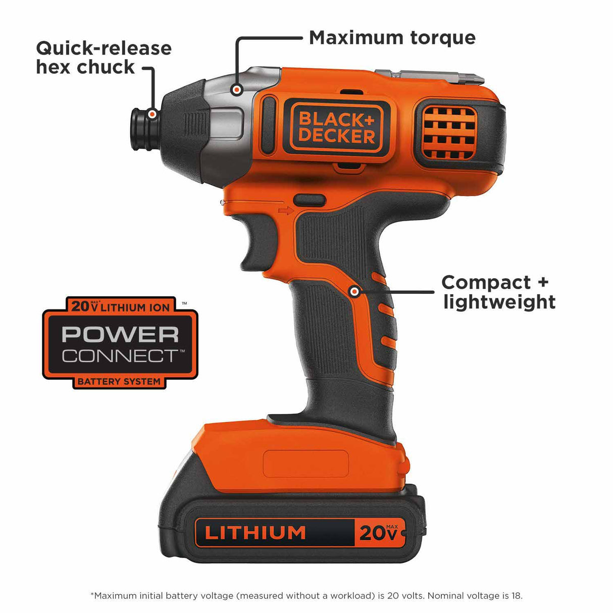 Black & Decker BDCI20C 20V MAX* Lithium Impact Drill (BDCI20C) - 5