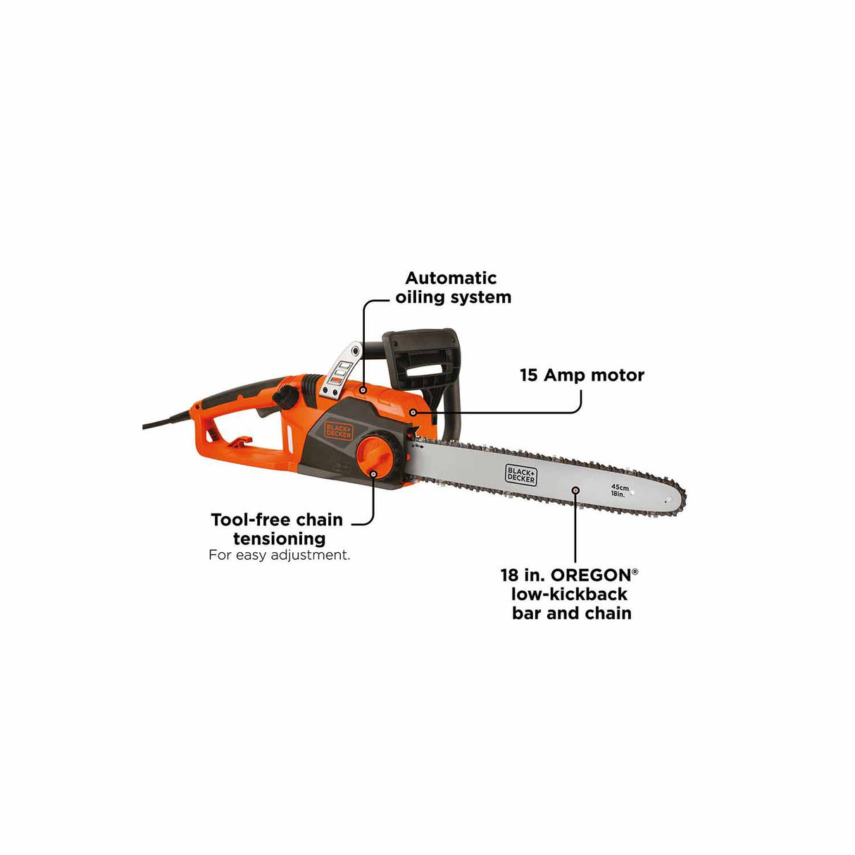 Black & Decker CS1518 15 Amp 18 in. Chainsaw (CS1518) - 4