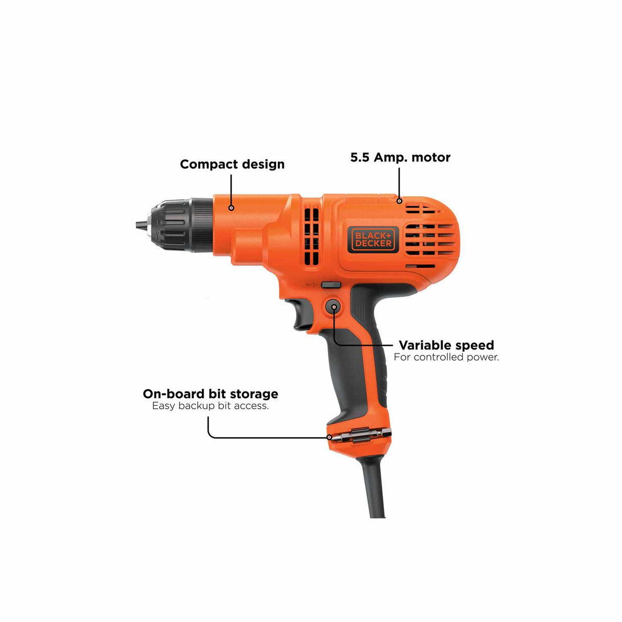 Black & Decker DR260C 5.5 Amp 3/8-in Drill/Driver (DR260C) - 4