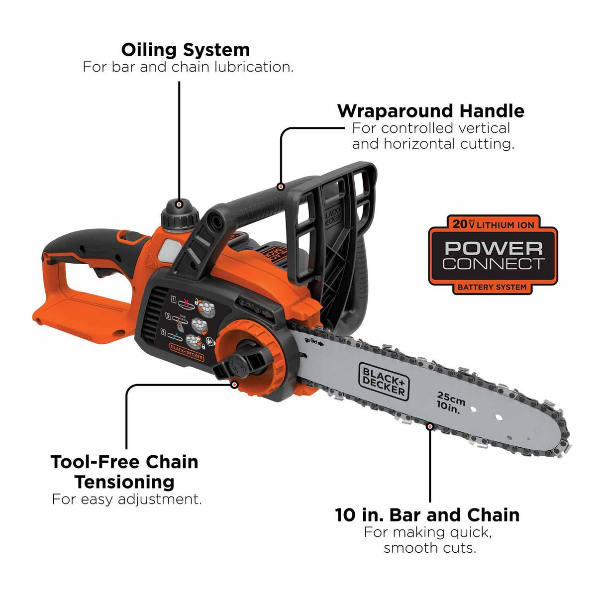 Black & Decker LCS1020 LCS1020 - 10 in. 20V MAX* Lithium Chainsaw (LCS1020) - 4