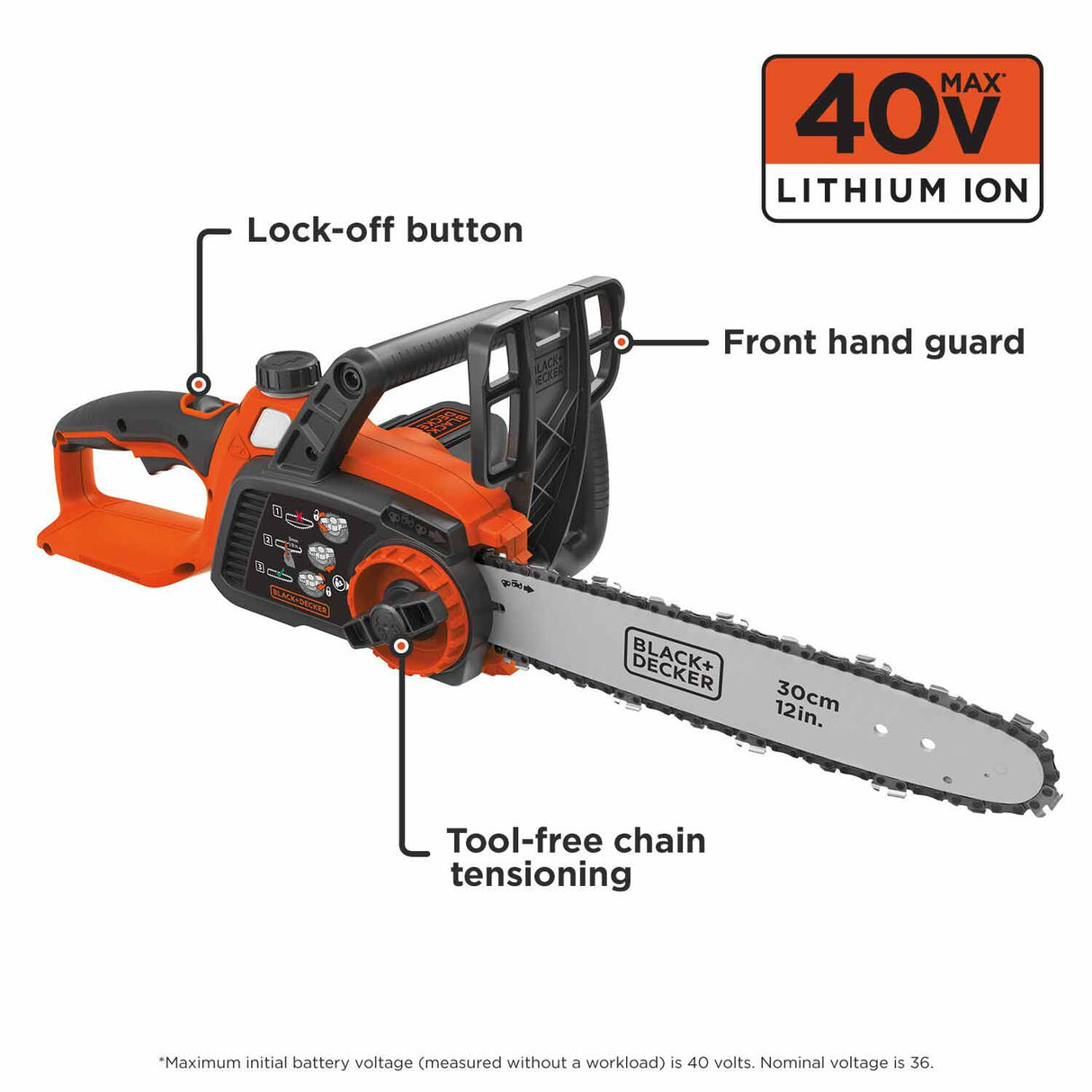 Black & Decker LCS1240 40V MAX* Lithium 12 in. Chainsaw (LCS1240) - 4