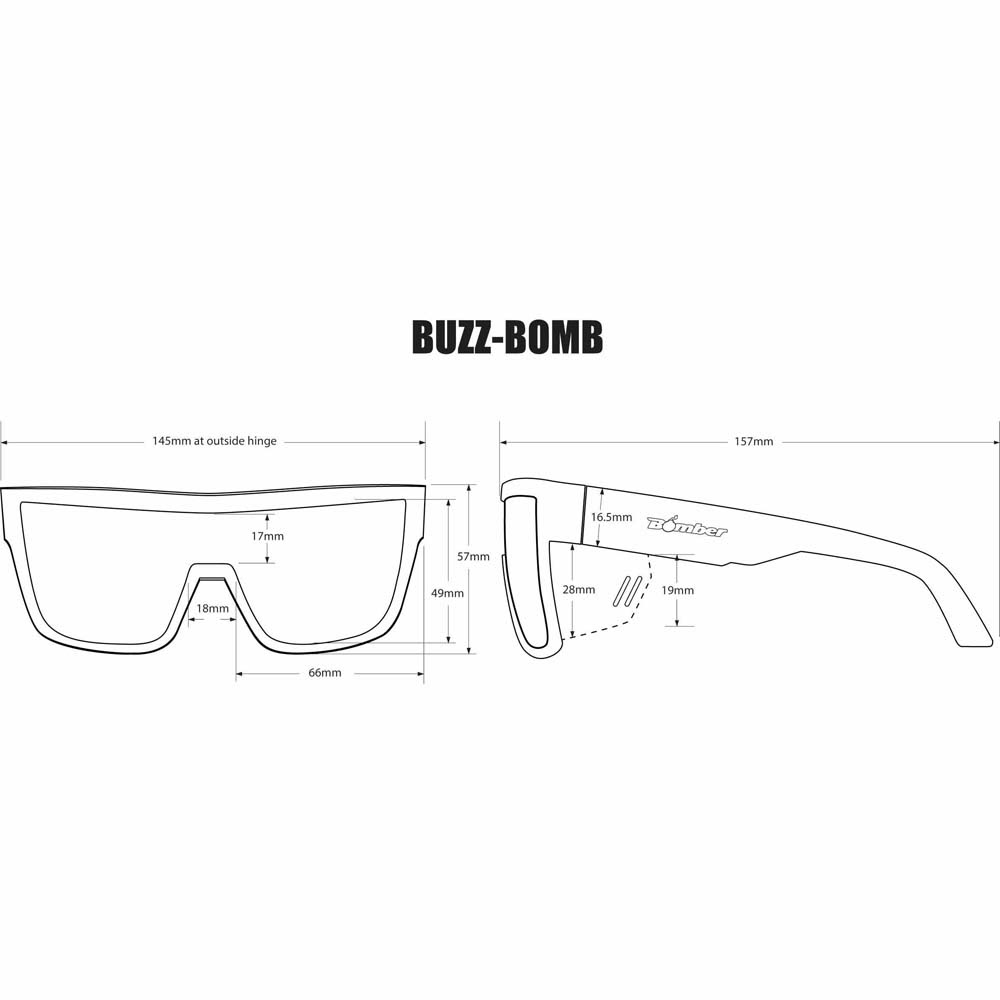 Bomber Eyewear BZ103 Buzz Safety Smoke Glasses with Removable Side Shields, Matte Black Frame - 7