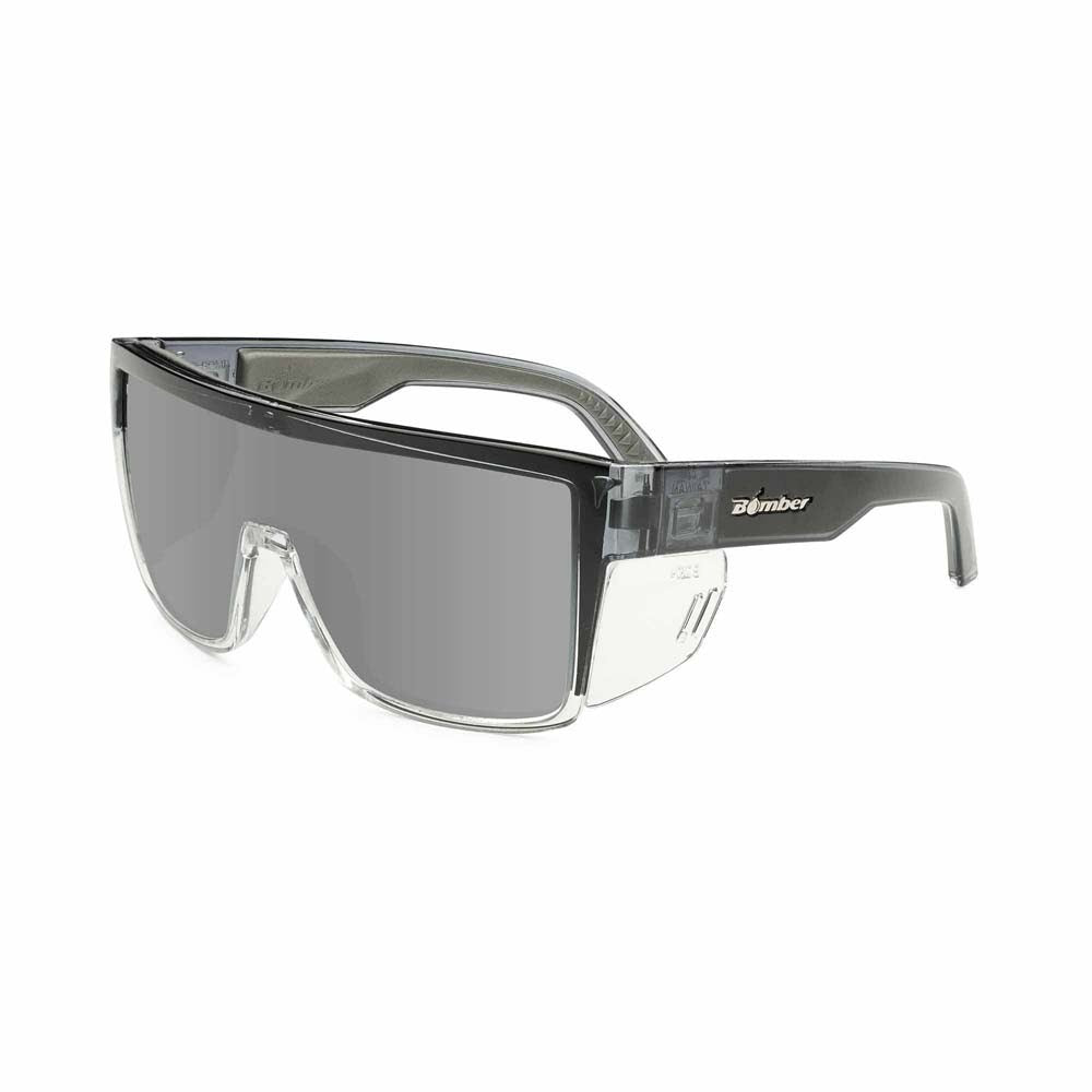 Bomber Eyewear BZ104 Buzz Safety Silver Mirror ANSI Z87+ Sunglasses with Removable Side Shields - 3