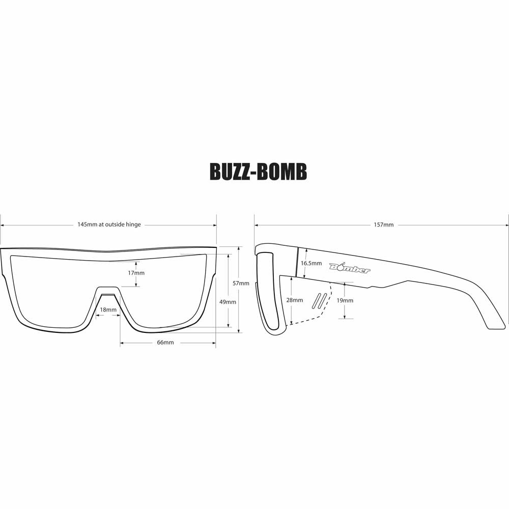 Bomber Eyewear BZ104 Buzz Safety Silver Mirror ANSI Z87+ Sunglasses with Removable Side Shields - 7