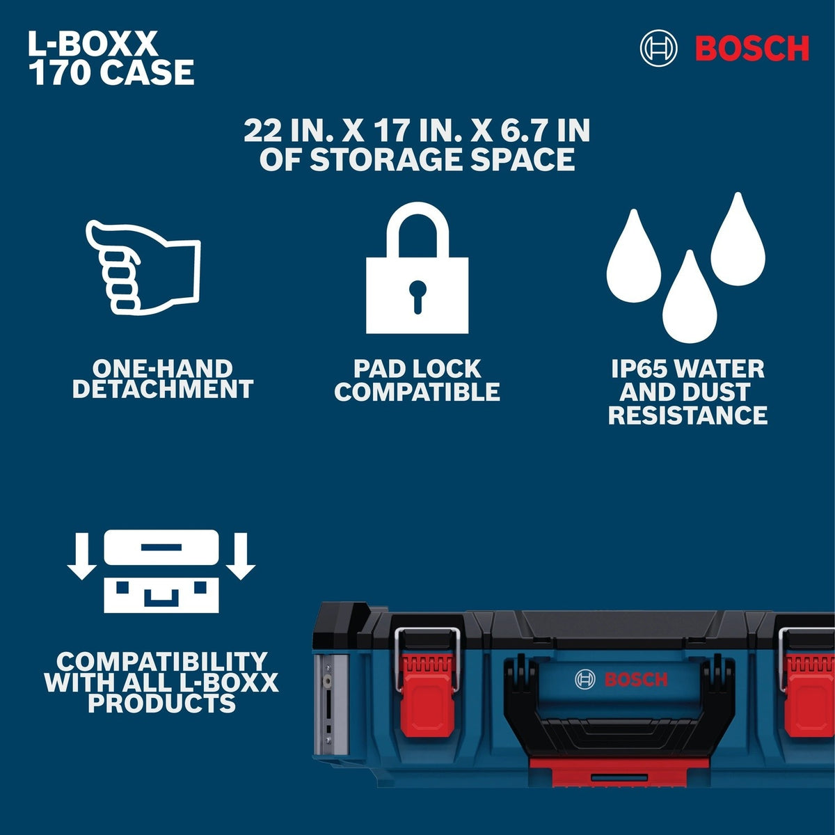 Bosch 170 L-BOXX Contractor Standard Tool Storage Box 22" x 17" x 6.7" - 2