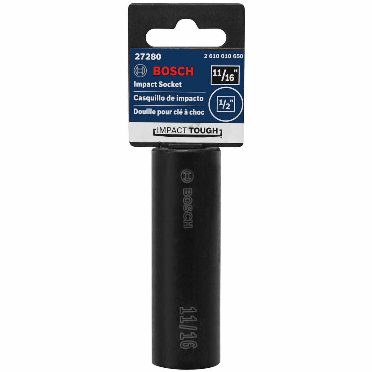Bosch 27280 11/16" Impact Tough Deep Well Socket with 1/2" Shank Pack - 2