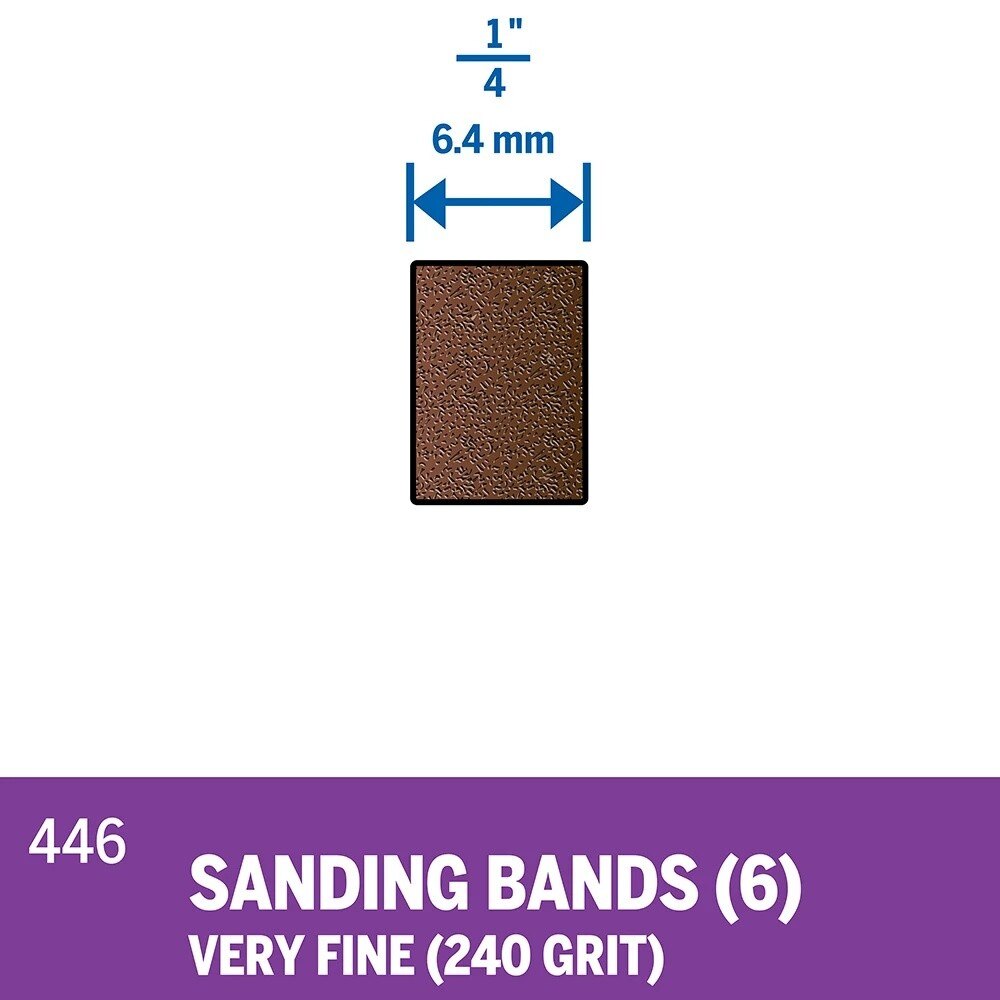 Bosch 446 1/4" 240 Grit Extra Fine Emery Sanding Bands for Rotary Tools (6 Pack) - 2