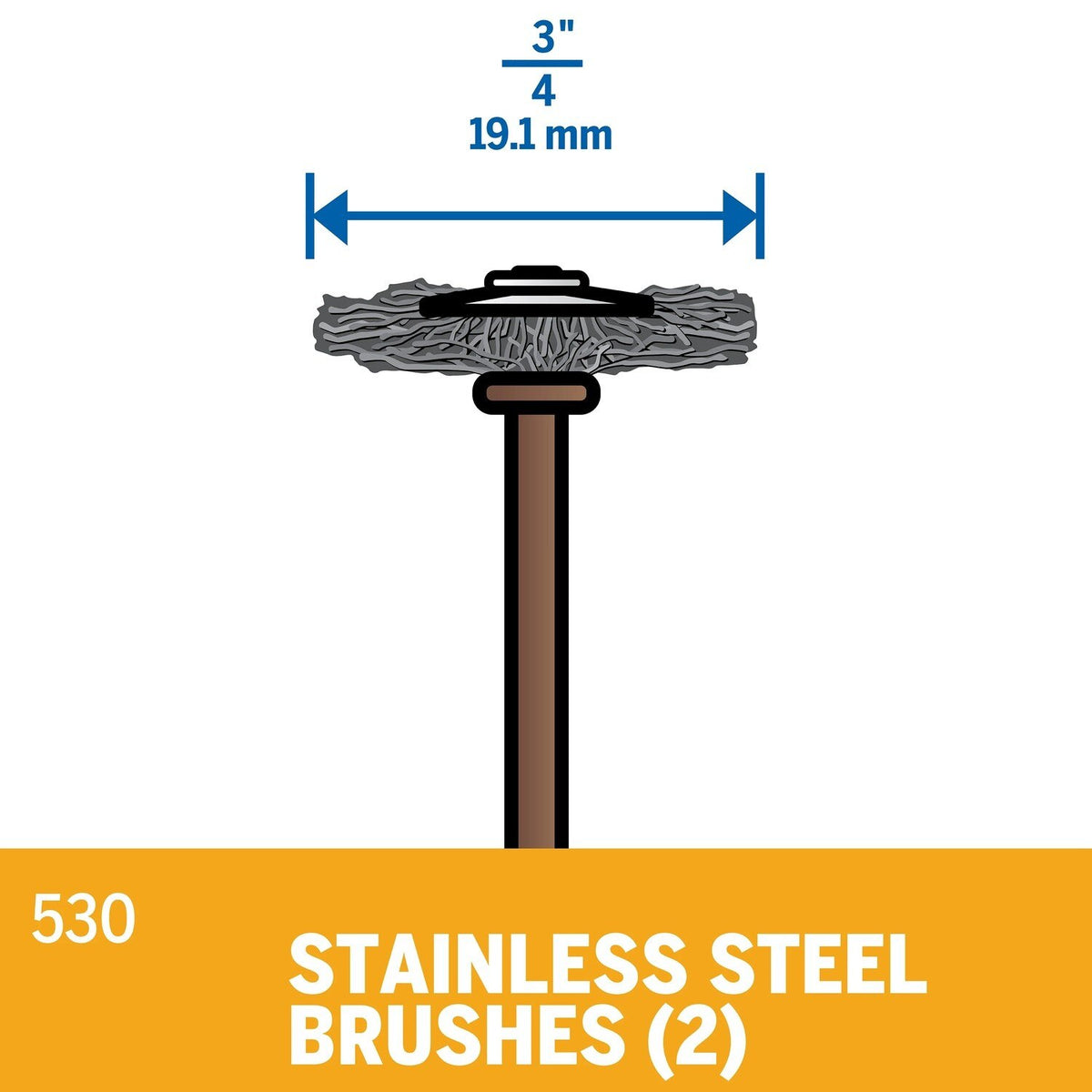 Bosch 530-02 3/4" Sta"less Steel Brushes with 1/8" Shank for Cleaning and Polishing (2 Pack) - 2